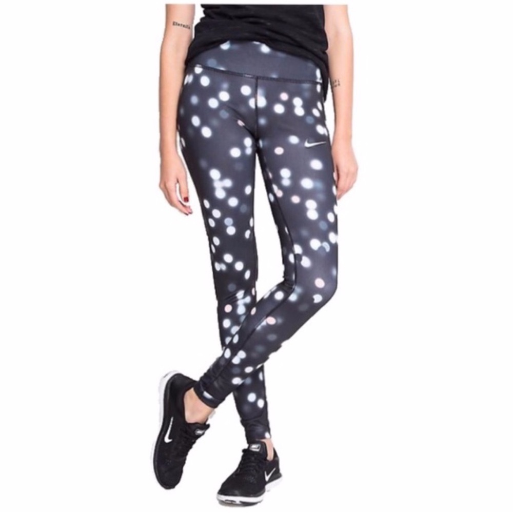 {NIKE} Black Polka Dot Storm Legging